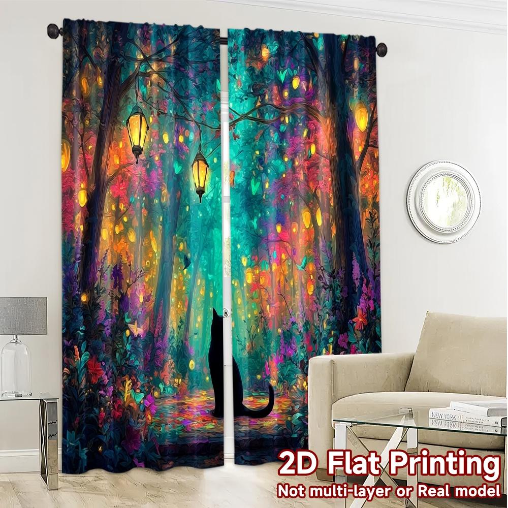 2pcs, 2D FLAT PRINTING Curtains (Without Rod) Enchanted Pathway Print Modern Curtains Polyester Curtains Festive Suitable for