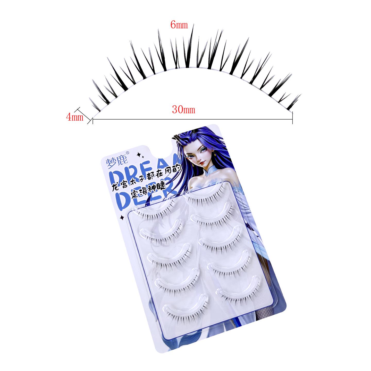 Natural-Look Full Cluster Transparent Stem Lower False Eyelashes 5-6mm
