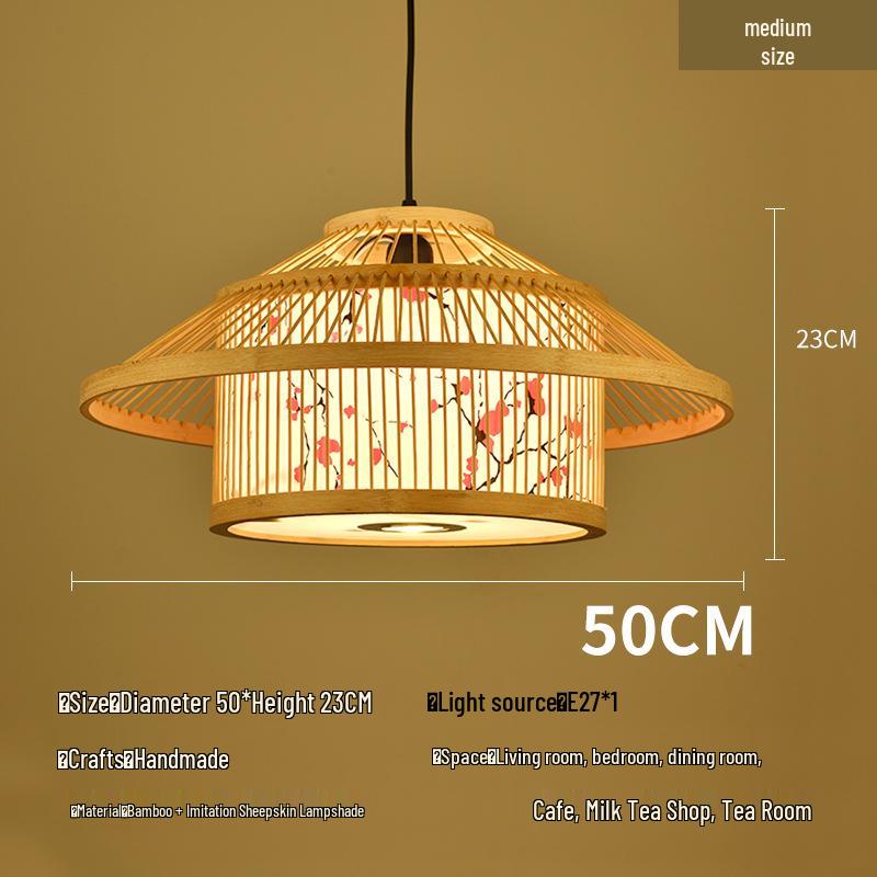 Retro Bamboo Pendant Lamp for Restaurants and Hotels - Chinese Style with Spotlight