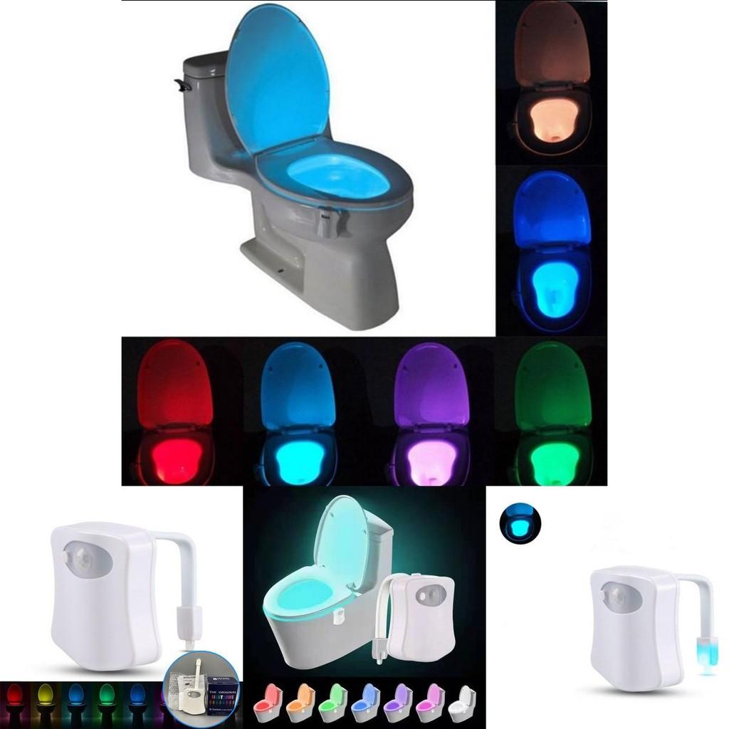 Smart Geometric Toilet Night Light With Abs Cover And 8 Color Leds For Bathroom Use