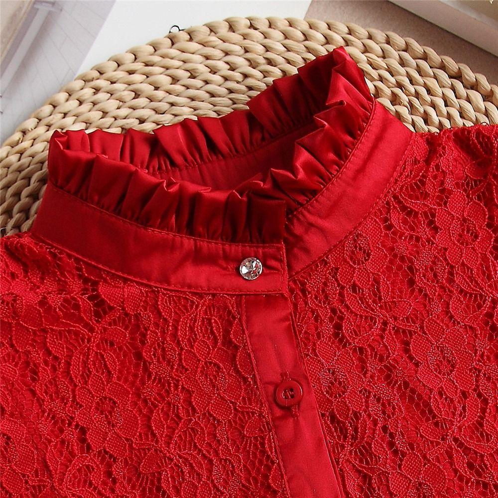 1 Pcs Detachable Cotton False Collar Solid Color Lace Half Blouse Turtleneck Elegant Pullover Underwear Women Ladies