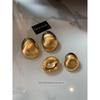 Heavy Industry Exaggerated Personality Brushed Silver Metal Large Ear Studs Earrings Women Light Luxury High-Grade Unique Temperament Earrings