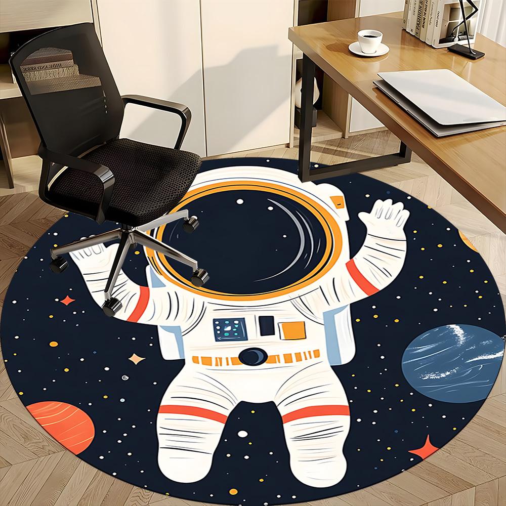 1PC Astronaut Space Office Round Area Rug,  Mat Suitable ForOffice, Under Office Chairs Bedroom Living Room Home Decor, Room Deco