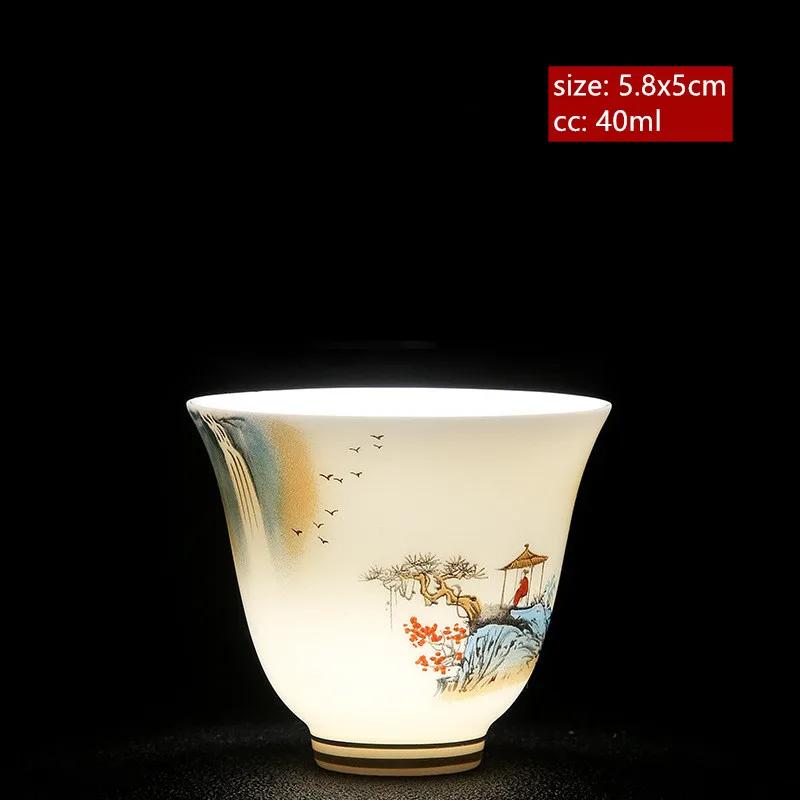 

Mutton Fat Jade White Porcelain Teacup Exquisite Handmade Master Cup Ceramic Individual Single Cup Chinese Tea Accessories See options chart
