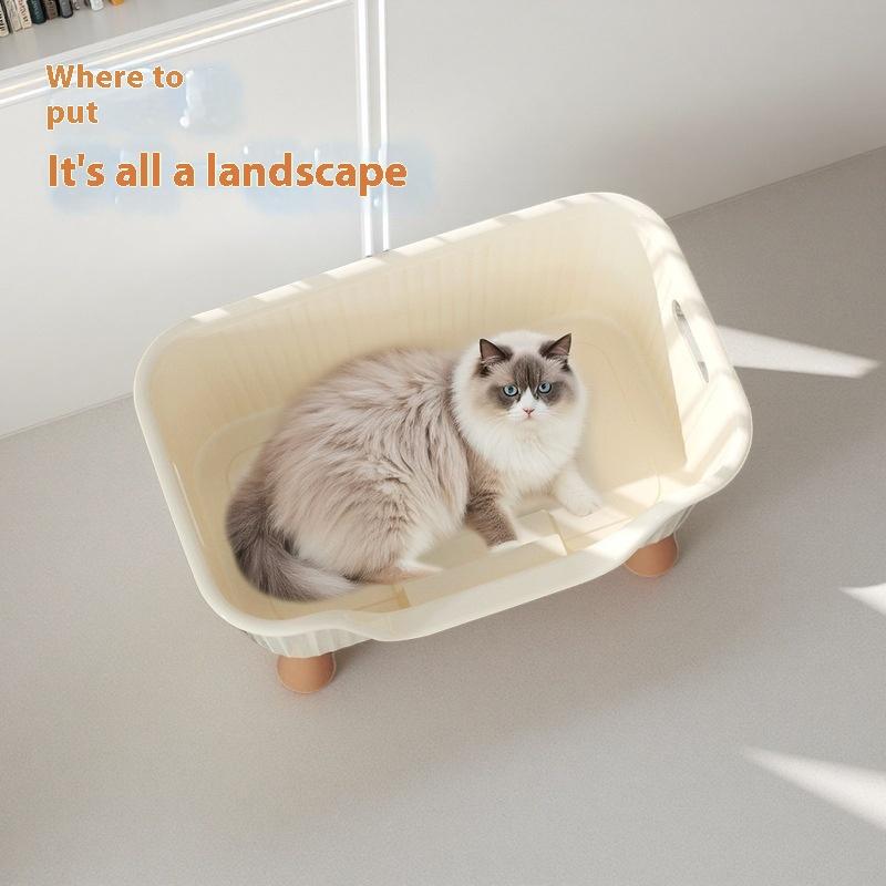 Prosta Półzamknięta Kuweta dla Kota o Dużej Pojemności Odporna na Zachlapania Z Podwyższeniem Miska do Czyszczenia Toalety dla Kota Artykuły dla Zwierząt