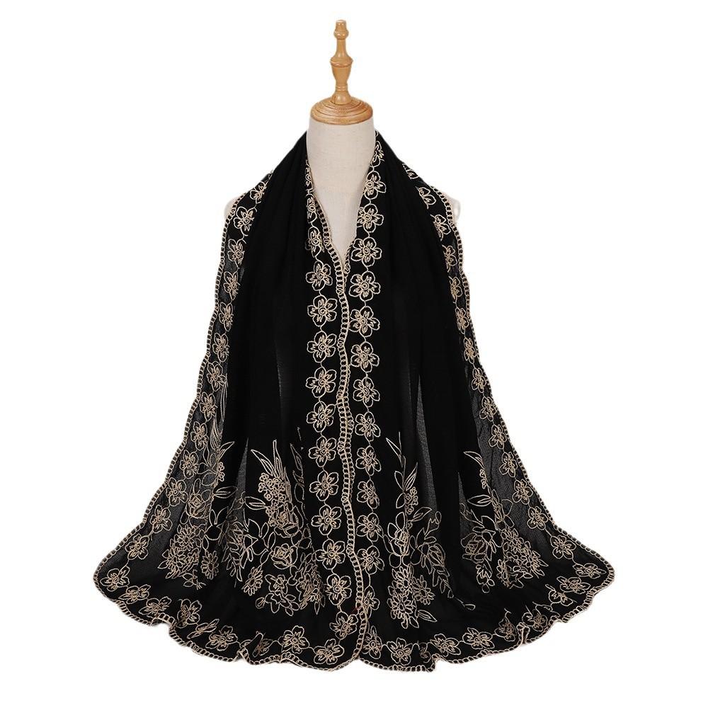 New Middle East black embroidered headscarf, Indonesian Malay fashion headscarf, shawl scarf