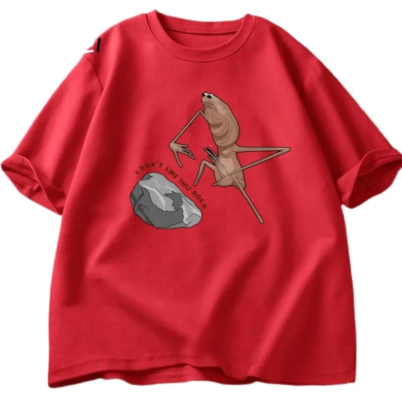 Mens Roundneck ShortSleeve Creative Cartoon Pattern 100 Cotton LooseFitting Casual Clothing Tshirt