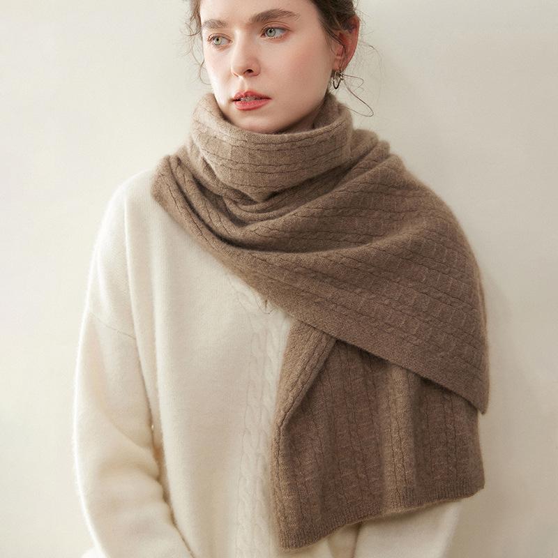 100% Pure Cashmere Women's Scarf - Fashionable, Warm, Comfortable, Solid Color Knit for Autumn/Winter