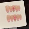 Handmade Press On Nails French 3D Carved Flowers Delicate Elegant Phototherapy Fake Nail Patch Artificial Nail Reusable