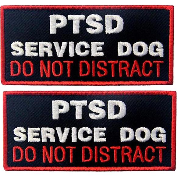 

PTSD Service Dog DO NOT Distract Military Badge Emblem Embroidered Fastener Hook Loop Patches Appliques for Harnesses Vests 3.93 x 1.97 Sized