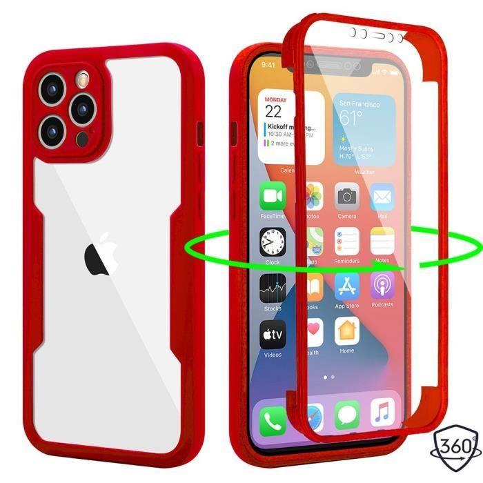 Coque - pour iPhone 12 Pro Max - Rouge - Protection 360 anti-choc - Semi-rigide - TPU