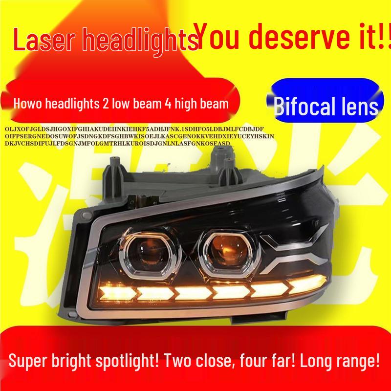 Sinotruk Howo 380/336 Dual-Lens Full LED Headlights, Super Bright Spotlight Flow