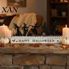 Halloween Bar Decorations Wooden Countdown Calendar, Dancing Witch 31 Day Timer with Spooky Home Decor Sliding Pumpkin, Silhouette Tabletop for Party