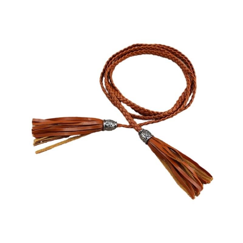 

Ladies Bohemian Style Waist Belt Delicate Tassels Decors Braided Belt for Summer Dress Women Summer Seaside Waist Belt 1