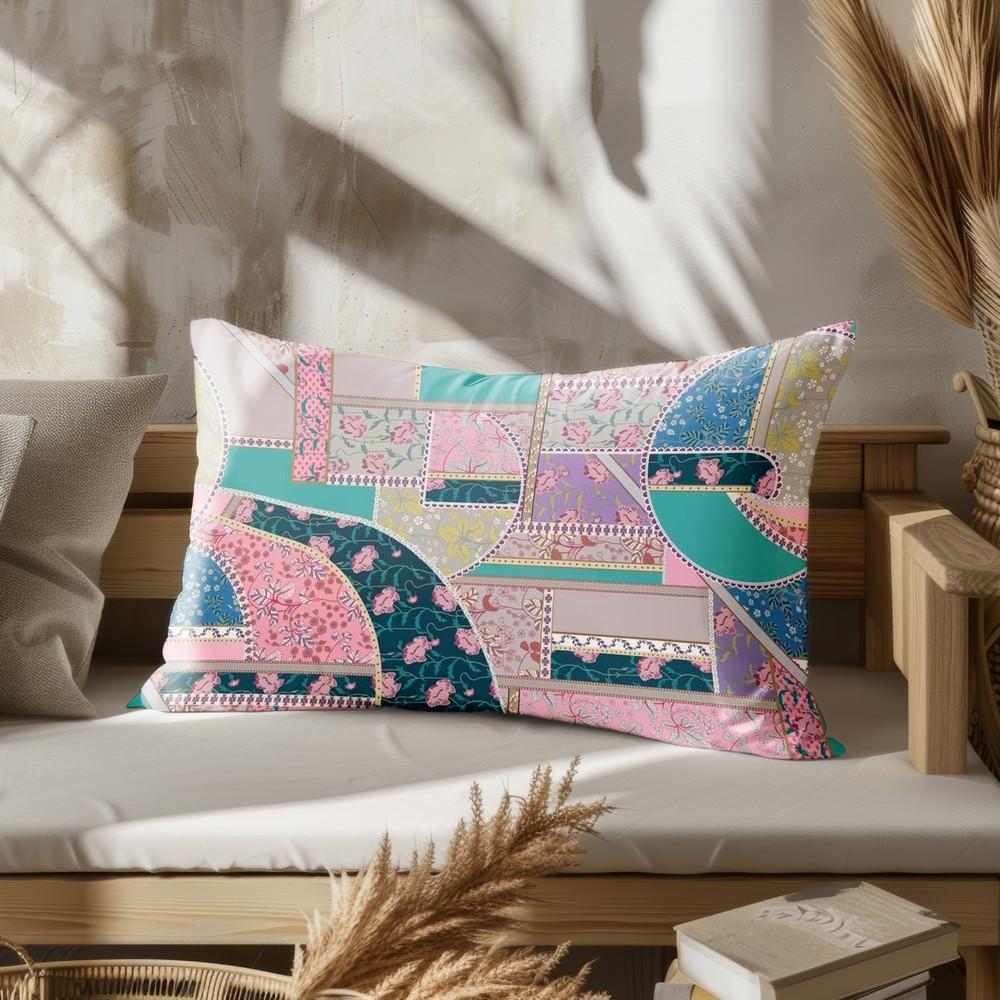 Home Decor Colorful Patchwork Pattern Pillowcase Suitable For Sofa Bedroom Car Pillow Cover Cushion Rectangular Back Cushion