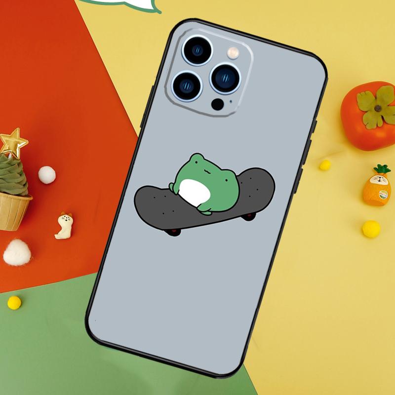 Frog Skateboard Cute Kawaii Phone Case For iPhone 17 Pro Max 16 15 14 13 12 11 Pro Max Plus 12 13 Mini 16e 17 Air Cover