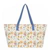 Floral Print Canvas Tote Bag Large Capacity Shopping Bag Eco Friendly Grocery Bag Portable Shoulder Bag Travel Beach Bag
