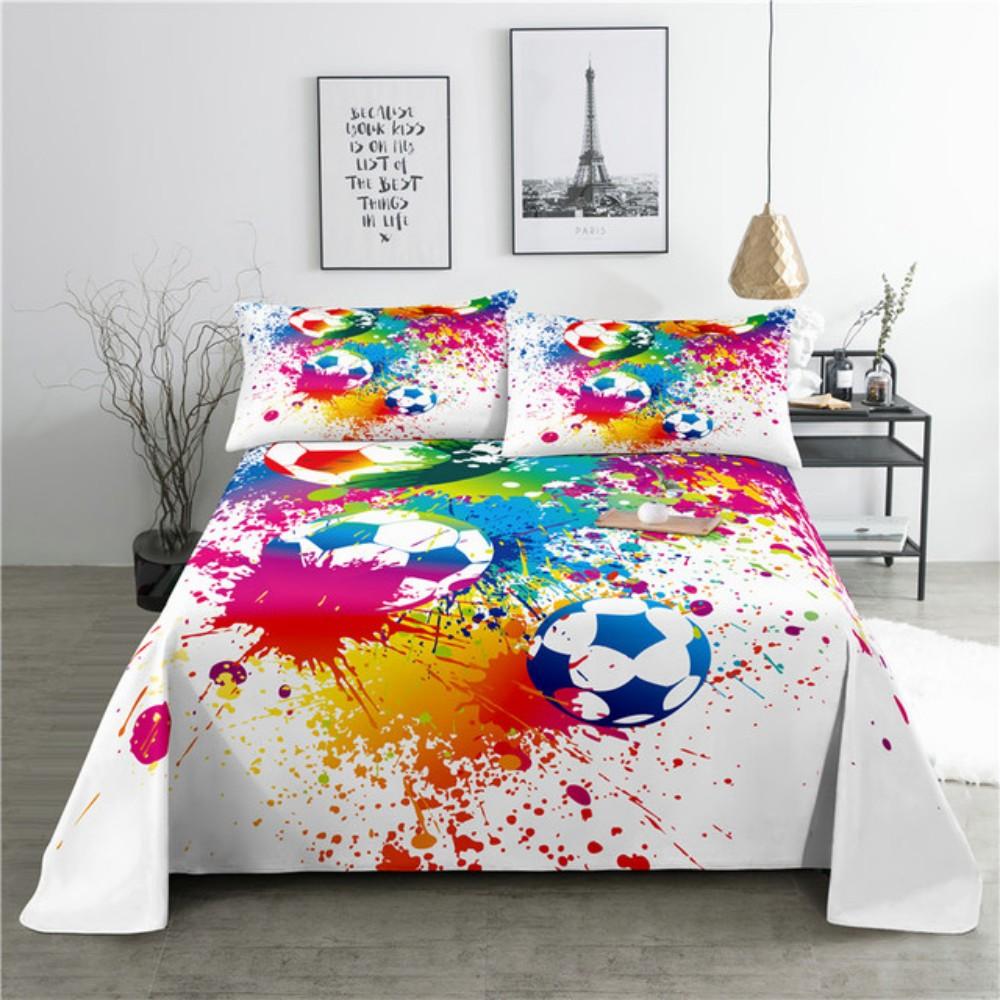 Jalgpall Voodilina Komplekt Multikas Digitaaltrükk Polüester Voodi Lame Leht ja Padjapüür 2/3tk Voodipesu Poistele Teismelistele Lapsele