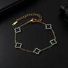 Luxurious Diamond Clover Titanium Steel Bracelet with 18K Gold Zirconia for Women