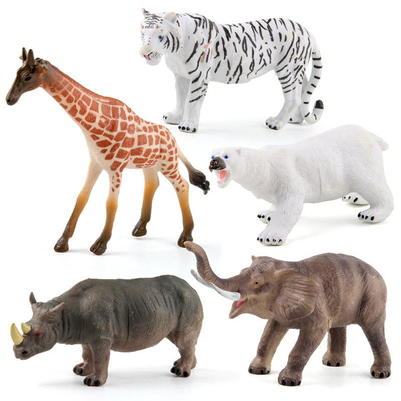 Conjunto de Modelos Realistas de Animais da Floresta em PVC com Elefante, Tigre, Leão para Aprendizagem Infantil