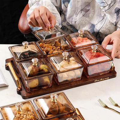 Household Dried Fruit Plate KTV Glass Fruit Tray Creative Pane Dried Fruit Dish Dim Sum Candy Box Snacks Placed On The Plate