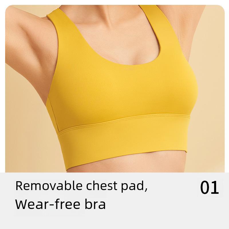 Vysoce elastická sportovní podprsenka tlumící nárazy s odnímatelnými vycpávkami a zapínáním na přezku pro ženy
