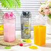 500/1000Ml Transparent Milk Bottle Water Box Square Coffee Juice Tea Cup Transparent Milk Storage For Outdoor Sports Camping Gym