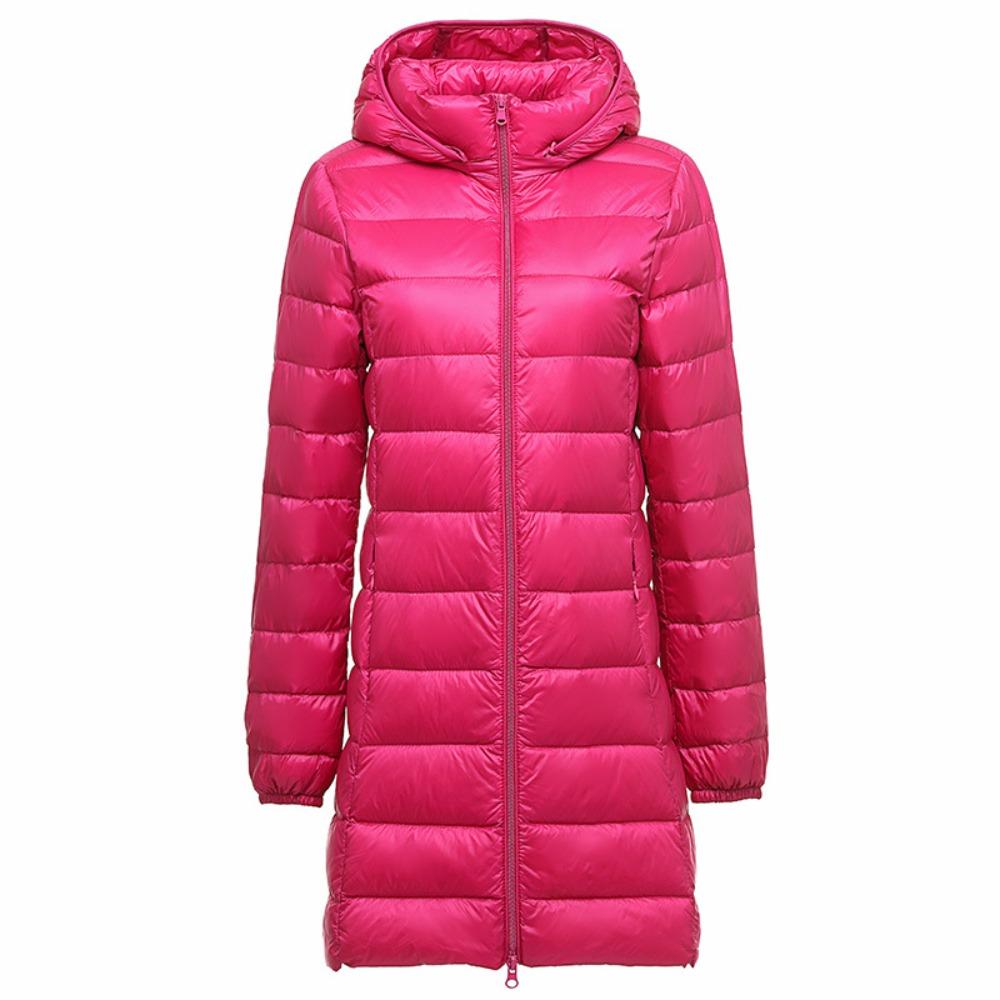 Women's Hooded Long Sleeve Mid‑Length Loose Fit Lightweight Puffer Down Coat Winter Warm Outerwear Jacket