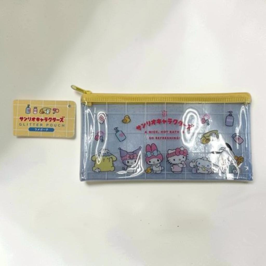 Sanrio Characters Glitter Clear Cosmetic Pouch Yellow 20x10cm