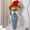 Brass Flower Vase for Living Room, Metal Home Decor Showpiece Gift for Wedding Anniversary, Diwali, Housewarming Blue, 30.48 Cm Long