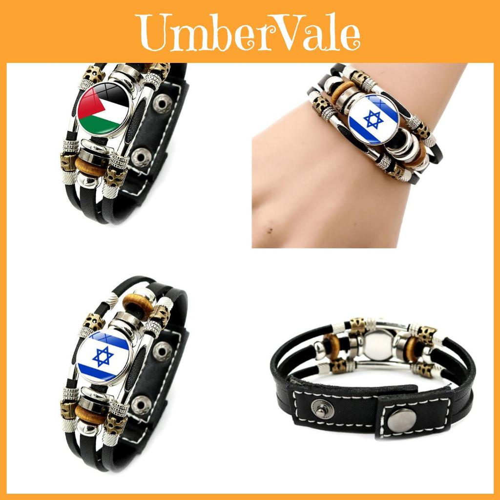 Israeli Palestinian Leather Bracelet European And American Punk Style Multilayered Beaded Bracelet