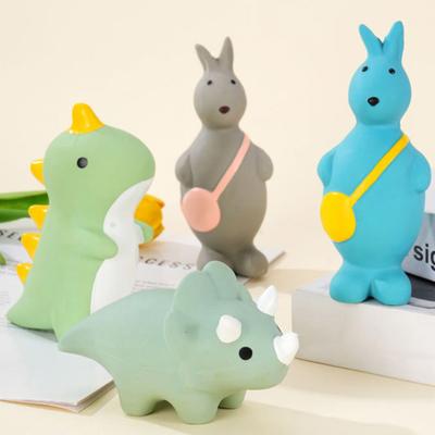 Squeaky Dinosaur Dog Chew Toy Bite Resistant Aggressive Chewer Latex Kangaroo Interactive Toy Small Dog Teething Cleaning Boredom Toy