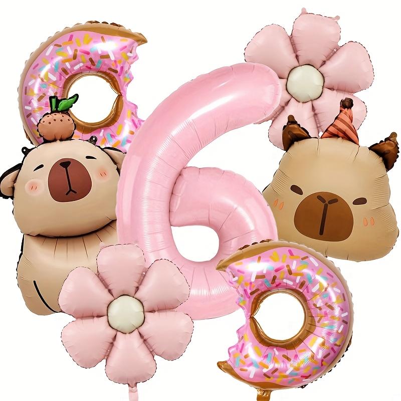 7pcs Capybara Themed Balloon 32 Inch Pink Numbers 1-9 Birthday Balloon Set Children's Party Decoration Birthday Surprise Gifts
