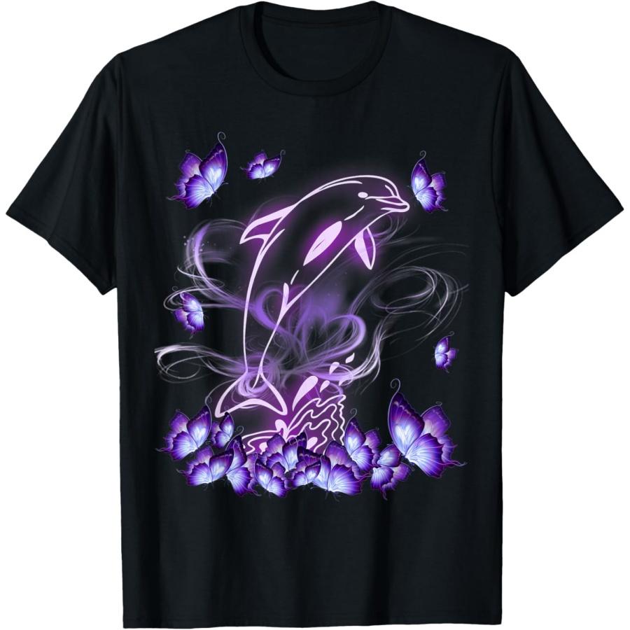Dolphin Magical Purple Butterfly Dolphin Lovers T-Shirt S