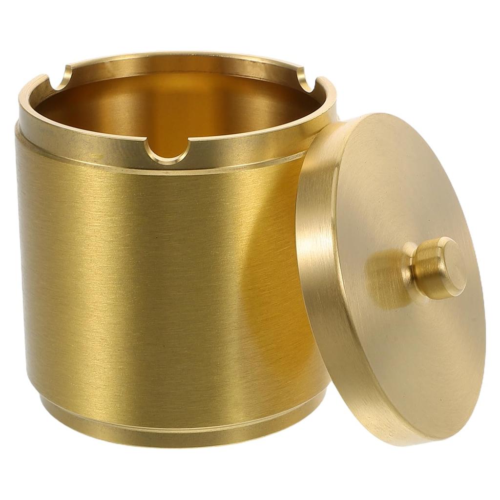 TOKIDNY Brass Car Ash Tray with Lid, 2.95 x 2.76