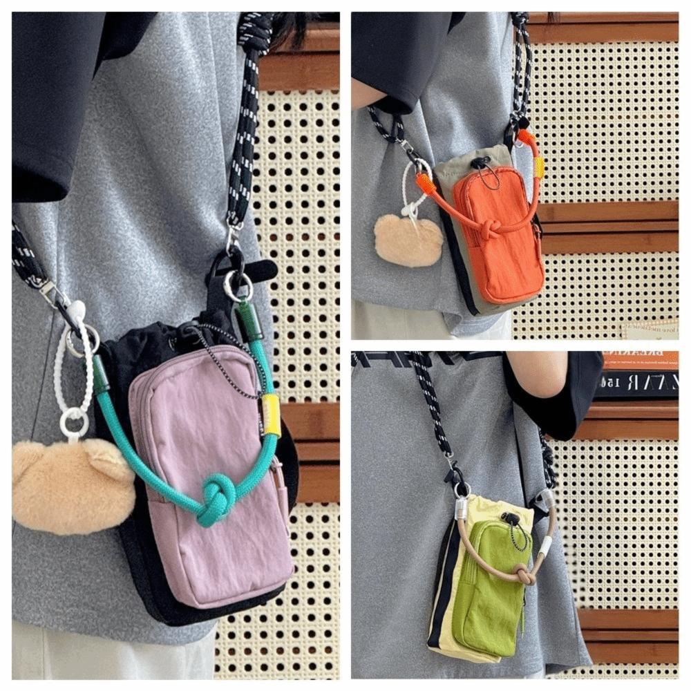 Nylon Rope Drawstring Crossbody Bag Coin Pouch Mobile Phone Pack Nylon Shoulder Bag  Outdoor