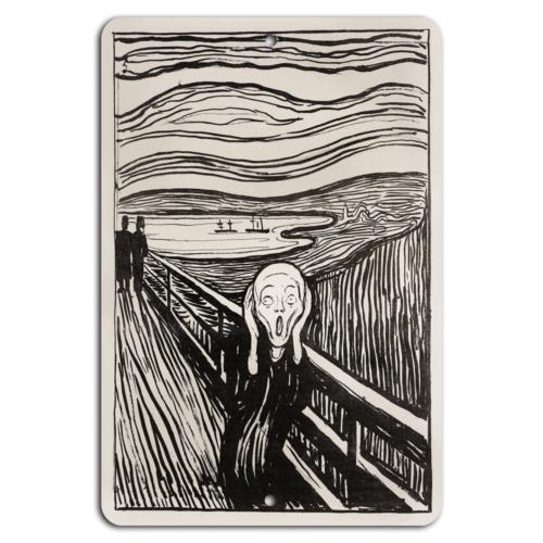 

The Scream Elegant Black White Metal Art SignAluminum 20x30cm（7.8x11.8inch）