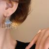 Unique Design Blue Rhinestone Ear Buckle Cloud Fringed Earrings