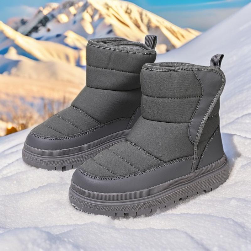 Kids Non-slip Snow Boots Boys Girls Plush High-top Boots Warm Cotton Shoes Winter Walking Hiking Shoes