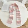 Cozy Knit Scarf Women Winter Warmth Creamy Pastel Color Block Style Soft Wool-Like Neck Wrap