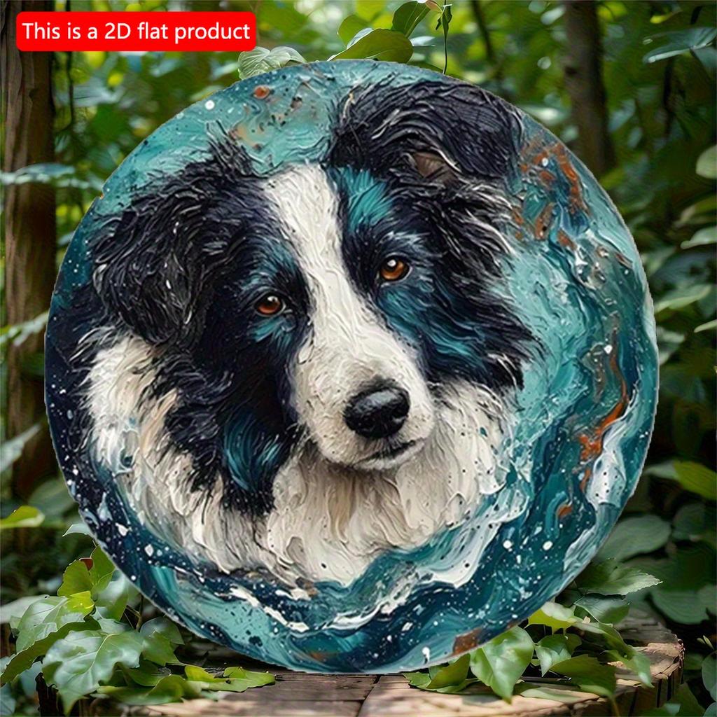 2d Flat 20*20cm, Funny Cute Dog Gift, Theme Round Wooden Sign, Art Wooden Wall Decorative, for Home, Kitchen, Garden, Bedroom, Bar Decor.