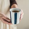 Japanese Retro Ceramic Cup Creative Striped Teacup Home Daily Drinking Cup High Value Breakfast Milk Oat Cup