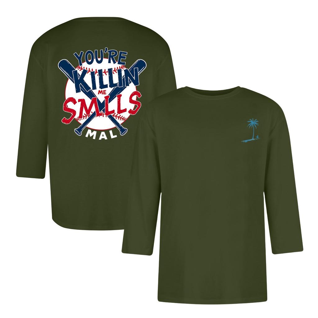 Men's Casual and Fashionable Printed Collar Three-quarter Sleeve Top T-shirt