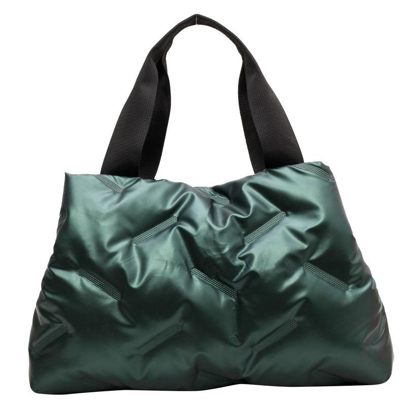 New Women Handheld Underarm Bag Minimalist Glossy Down-Filled Tote Bag Large Capacity Oxford Shoulder Bag