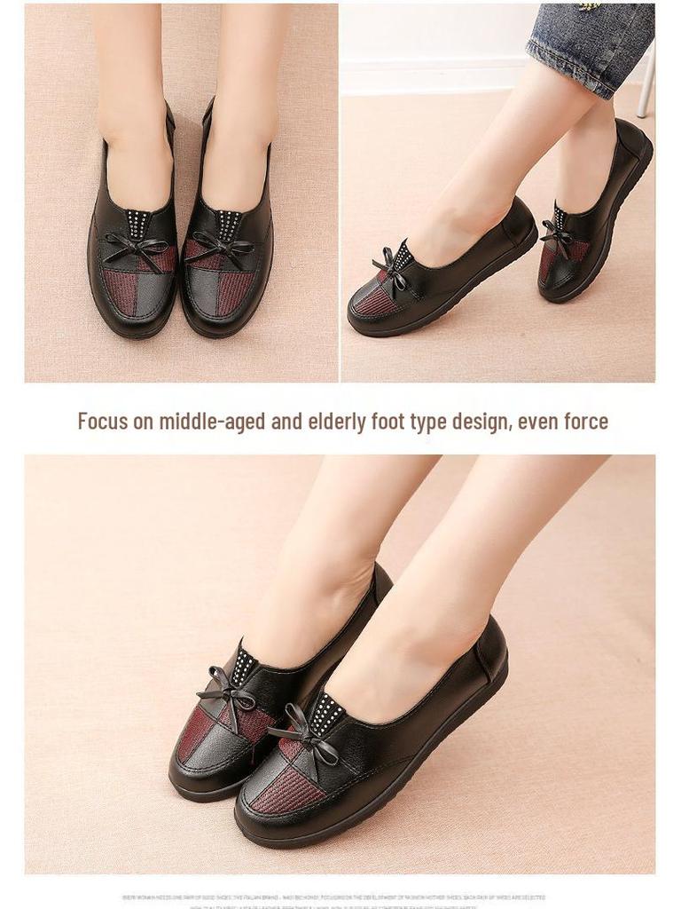 2025 Nazouvací dámské kožené baleríny na jaro a podzim - Pohodlná obuv pro ženy středního a staršího věku