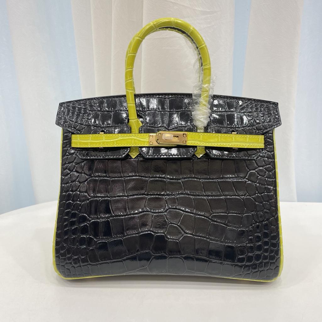 2025 Explosive Color Matching American Crocodile Pattern Platinum 25/30. Full-pair Version Strapless High-end Fashion Portable Women's Bag