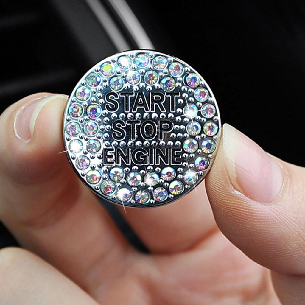 Car Start Button Cover Rhinestone Ring Decals Precision Adhesive Push To Start Button Cover Key Ignition Knob Bling Ring Decals