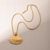 Youthway  Gold Plated Stainless Steel Shell Pendant Necklace Realistic Texture Accessories Charm Golden Jewelry