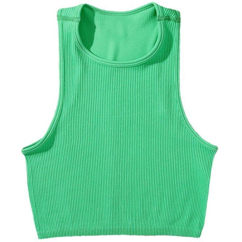 

Высокоэластичный бесшовный жилет для йоги - быстросохнущий, без рукавов, с высокой талией, облегающий крой Medium изумрудный/зелёный