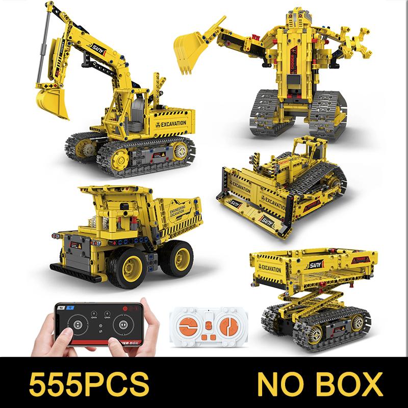 

NEW 5 in 1 Excavator Technical Car APP Remote Control Bricks Building Blocks Programming Toys For Kids Gift Educational MOC Sets
